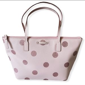 Kate Spade Haven Lane Hani Tote Pink Glitter Dot Handbag Purse